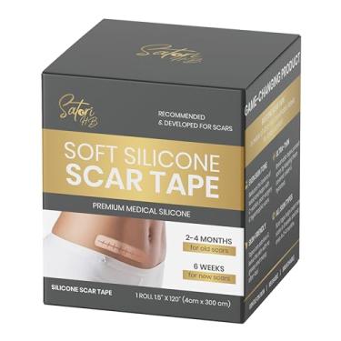 Imagem de Satori HB Fita de silicone para cicatrizes – (1 rolo de 3,8 cm x 152,4 cm) | Fita impermeável e inodora para todos os tipos de películas | Bandagem de silicone de grau médico para cicatrizes