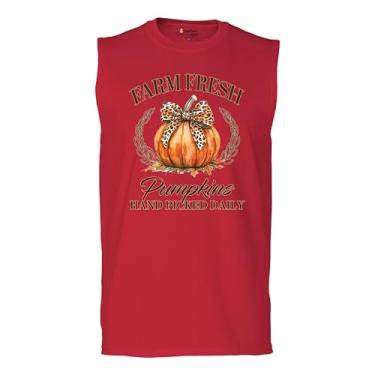 Imagem de Camiseta masculina fofa Farm Fresh Pumpkins Muscle Shirt Fall Cozy Season Corn Maze Festival Thanksgiving Turkey Day Autumn, Vermelho, G