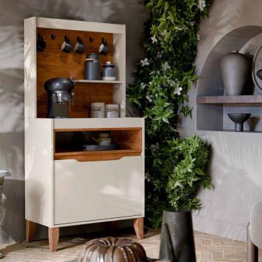 Imagem de Aparador Buffet Cantinho do Café Flow 2 Portas com Pés em Madeira OffWhite com Freijó - Rede Móveis