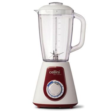 Imagem de Liquidificador Super Blender Cellini Branco e Vinho 4 Velocidades Faca