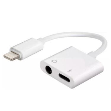 Imagem de Adaptador 2 Em 1 Iphone Ipad Lightning Para Fone De Ouvido P2 E Carreg