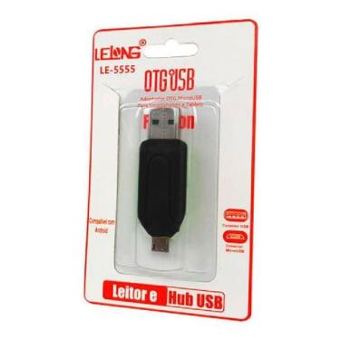 Imagem de Adaptador Micro Usb V8 Usb Cartão Sd Micro Sd Otg Le-5555 - Lelong