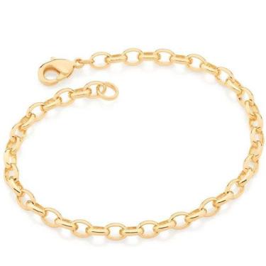 Imagem de Pulseira banhado ouro 3x 24k 18k e 22k feminina grossa elos cadeados e