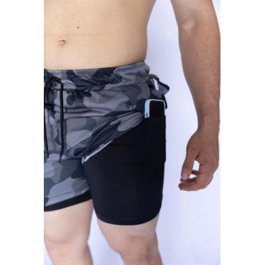 Imagem de Bermuda short duplo tactel com fundo para corrida e academia - Jinking