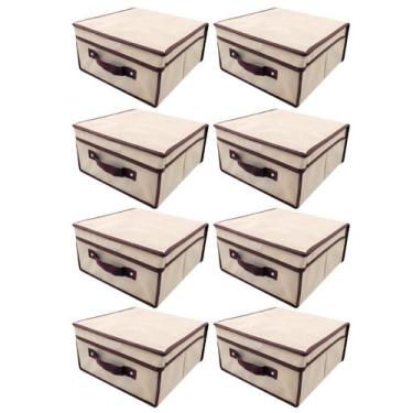 Imagem de Caixa organizadora rígida casita com tampa 28x30x15cm 8un, Bege
