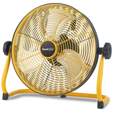 Imagem de Ventilador sem Fio Operado por Bateria Portátil com Lâmina de Metal, Inclinação Vertical 360, 110V, Geek Aire, Cinza e Amarelo