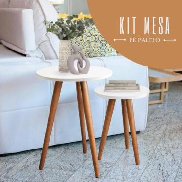 Imagem de KIT 2 Conjunto de Mesas Canto E Apoio MDF - Kelan, branca