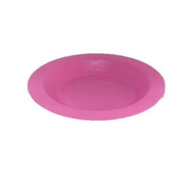 Imagem de Prato Plástico Merenda Escolar Rosa 21 cm - 25 Pçs - Safira