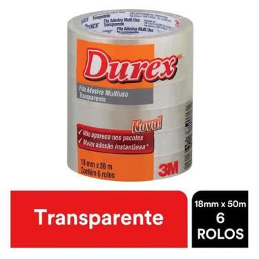Imagem de Durex Fita Adesiva 18MM X 50M 6 Rolos - 3M