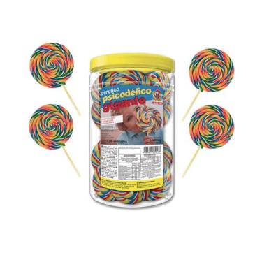 Imagem de Pirulito Psicodélico Gigante Colorido Santa Rita Pote 30