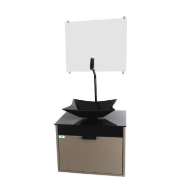 Imagem de Gabinete Armário Banheiro 40Cm Cuba Quadrada Preta - Cubas E Gabinetes