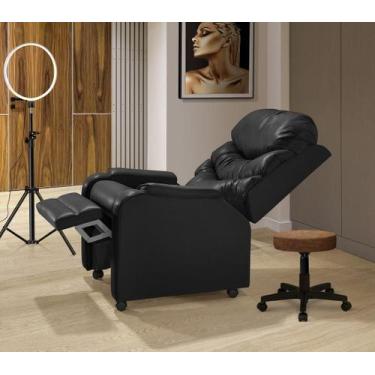 Imagem de Poltrona Reclinável Papai Luxo D28 Estética Com Rodízio - Corano Preto