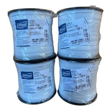 Imagem de Kit 4 Rolos De 100 Metros - Elástico Zanotti Cru/branco 7mm - TERRA DE