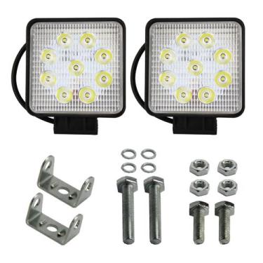 Imagem de Par Farol Milha Led Quadrado 9 Led 27w 12v 24v Trator Truck - BRIWAX