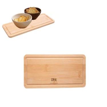Imagem de 2 Bandejas Tábua Retangular em Bambu 20cm Café Decoração - Lyor