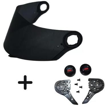 Imagem de Kit Botão + Viseira Fume Capacete Ls2 Ff358 FF396 Polivisor
