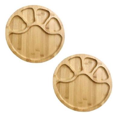 Imagem de 2 Petisqueira em Bambu Redonda Prato 5 Divisórias - Inter