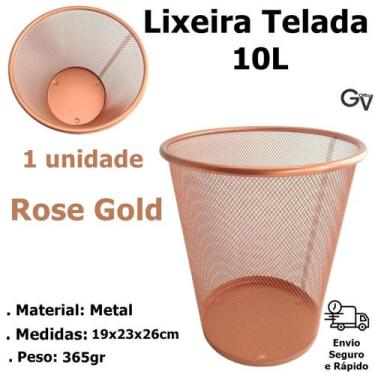 Imagem de Lixeira de Escritorio, Cesto de lixo Aramado 10L Rose Gold Gv Office