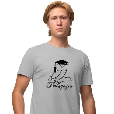 Imagem de Camisa Camiseta Masculina Estampada Pedagogia Coruja 100% Algodão Fio 