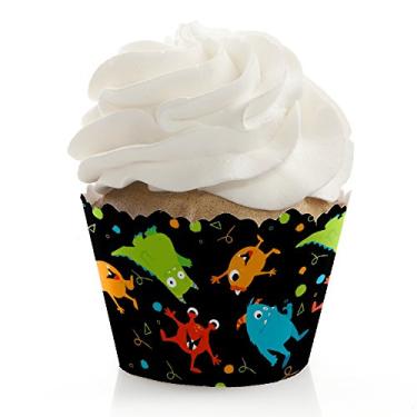 Imagem de Monster Bash – Decorações para festa de aniversário ou chá de bebê – Embalagem de cupcake de festa – Conjunto de 12