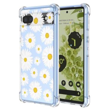 Imagem de JDYGWK Capa para Google 7A Pixel 7A com estampa de flores transparentes, TPU macio, fina, leve, à prova de choque, capa protetora antiarranhões para Google Pixel 7A, Daisy