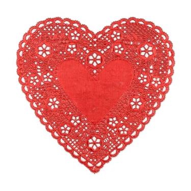 Imagem de Hygloss Products Doilies de coração – Doily de alumínio vermelho de 15 cm para artesanato, configurações de mesa feitas nos EUA, pacote com 18 (26529)
