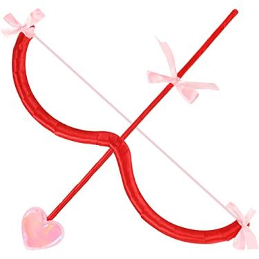 Imagem de Leitee Conjunto de arco e flecha de cupido, acessórios de fantasia de Cupido de Halloween, suprimento de cosplay feminino para Halloween adulto, Vermelho, about 40 cm/ 15.75 inches