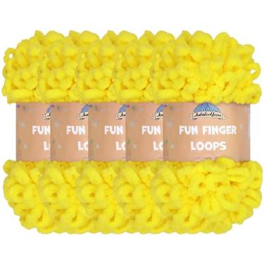 Imagem de JubileeYarn Fio divertido para dedo - 100 g/novelo de poliéster jumbo - Limoncello - 5 novelos