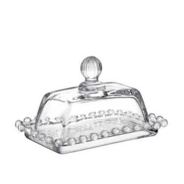 Imagem de Manteigueira com Tampa Cristal Pérola 14x10x9cm - Wincy, Transparente
