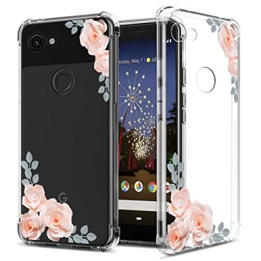 Imagem de GREATRULY Capa de telefone floral transparente bonita para Google Pixel 3a XL (2019) para mulheres e meninas, design de flor, transparente, fina, macia, à prova de quedas, TPU amortecedor, capa de