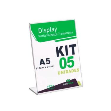 Imagem de Display Expositor Em Acrílico Formato L Tamanho A5 - Polysheet, 05 Uni