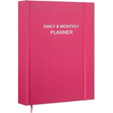 Imagem de Agenda diária e mensal para 2024 ou a qualquer momento – Agenda diária sem data, duas páginas por dia, agenda mensal semanal com horários por hora, organizador perfeito para sua vida, 21 cm x 28 cm,