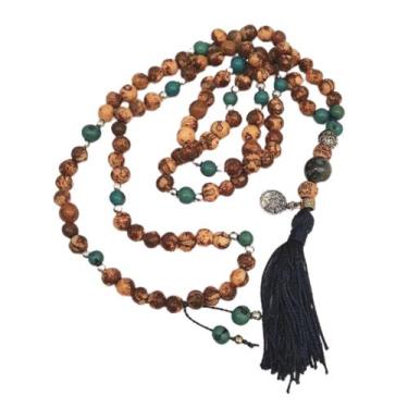 Imagem de Japamala de Sementes de Açaí turquesa e pingente Árvore da Vida - Enca