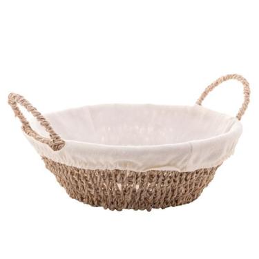 Imagem de Cesta Redonda de Sisal com Forro em Tecido e Alça 29cm x 13cm - Wolff
