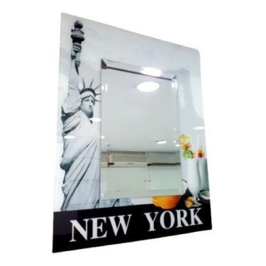 Imagem de Espelho Com Moldura Temática New York Quarto Sala Hall 74x60 - Vachero