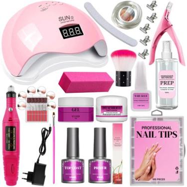 Imagem de Kit Unhas de Gel Cabine Sun 5 48w Digital Lixadeira Elétrica Caneta - 