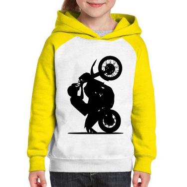 Imagem de Moletom Infantil Moto Grau XT 660 - Foca na Moda, Branco, Amarelo, 2
