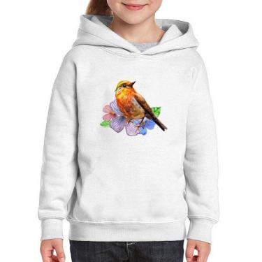 Imagem de Moletom Infantil Pássaro e Flores - Foca na Moda, Branco, 10