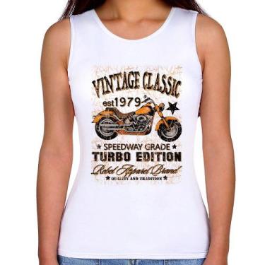 Imagem de Regata Feminina Vintage Classic Moto - Foca na Moda, Branco, M