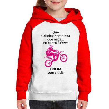 Imagem de Moletom Infantil Trilha com a titia (moto rosa) - Foca na Moda, Branco