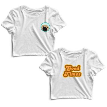 Imagem de Kit 2 Blusas Cropped Tshirt Feminina Cachorrinho e Good Times - Goup S
