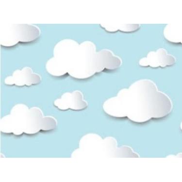 Imagem de Papel de Parede Adesivo Contact Infantil Bebe Nuvens 3D Quarto Azul e 