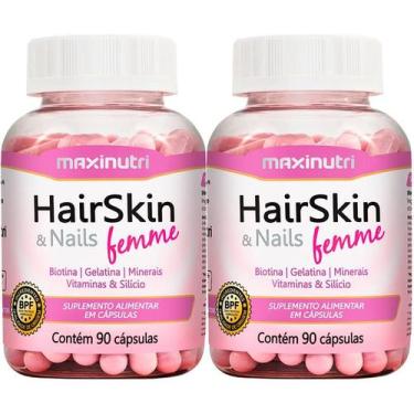 Imagem de 2 potes hairskin & nails femme maxinutri 90cps