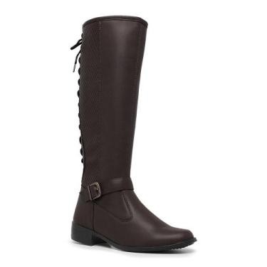 Imagem de Bota Montaria Cano Alto Gmm Shoes Salto Baixo Feminina 11653, Marrom, 