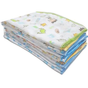 Imagem de 5 Fralda De Pano Estampada Grande Com Crochê - Dugu, Masculino 