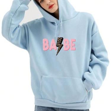 Imagem de Moletom Canguru Com Capuz Estampado Babe Modinha Gringa Look Estiloso 