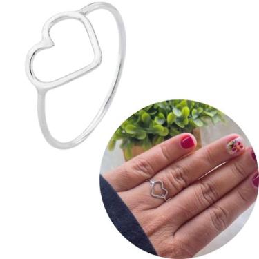 Imagem de Anel de Prata 925 legítima coração vazado delicado blogueira - Morgani