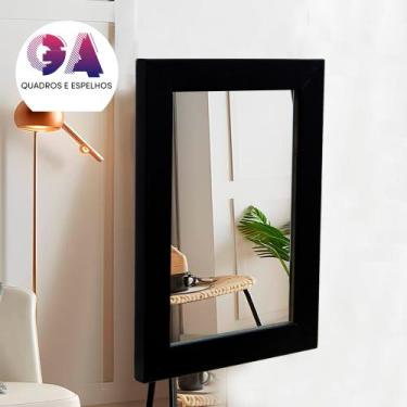 Imagem de Espelho 15x21 moldura Preto Com Acabamento em gesso Para Parede e Deco
