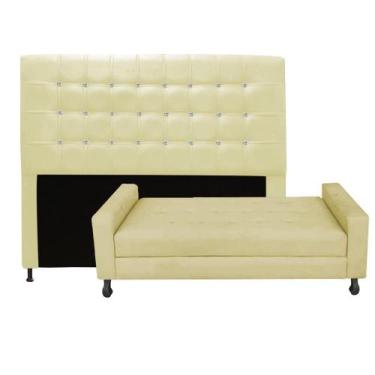 Imagem de Kit Félix com Cabeceira Dama com Strass 1,95 cm King Size Baú Quarto S