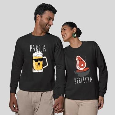 Imagem de Kit 2 Blusas Frio Moletom Careca Sem Capuz Casal Namorados Companheiro